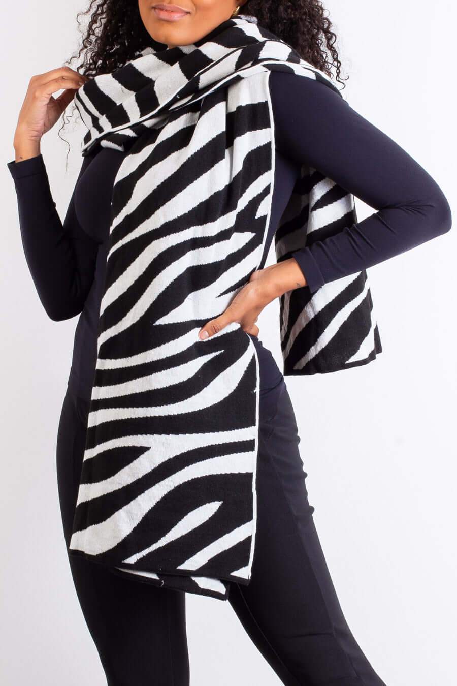 Cachecol echarpe feminino de malha tricô 60042 Animal Print - Enluaze
