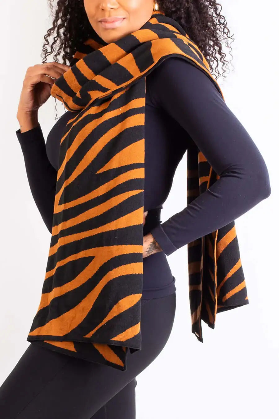 Cachecol echarpe feminino de malha tricô 60042 Animal Print - Enluaze