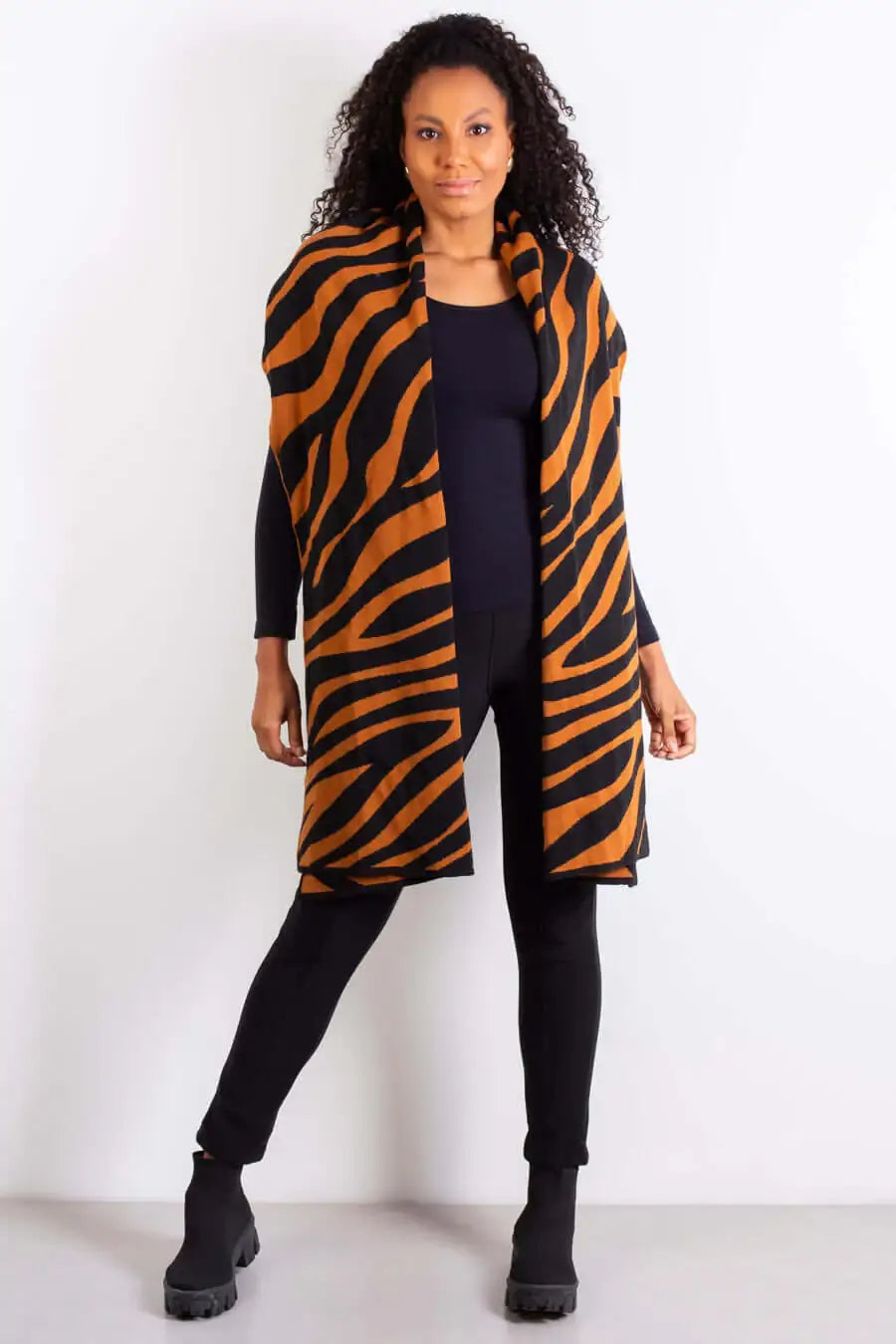 Cachecol echarpe feminino de malha tricô 60042 Animal Print - Enluaze