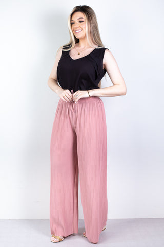 Calça feminina pantalona plissada 60049