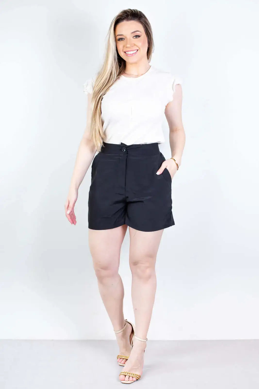 Short feminino alfaiataria com bolsos 64098 - Enluaze