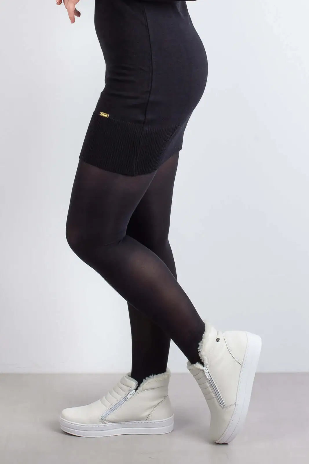 Tênis de couro com matelassê forrada em pelo 6903P - Enluaze