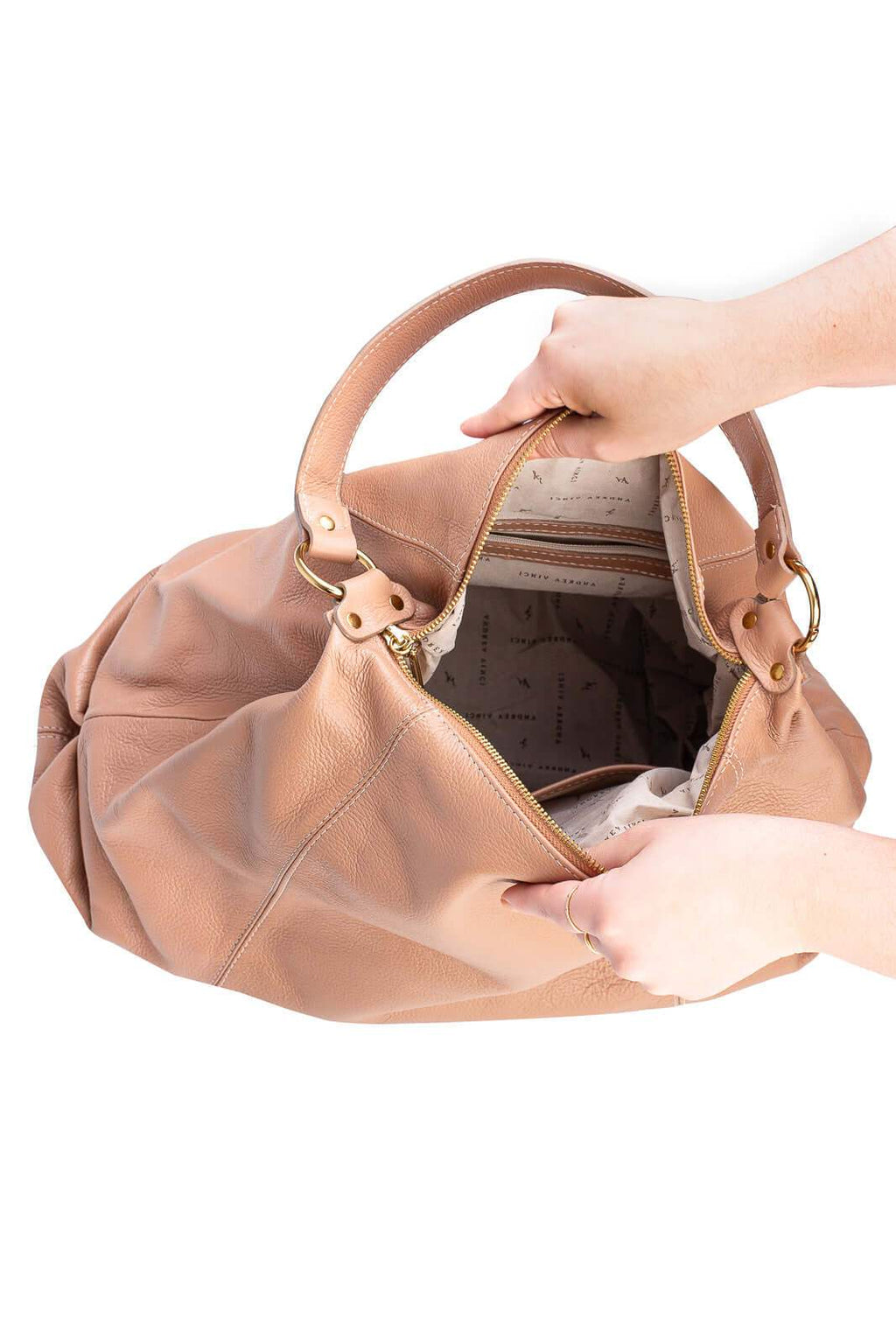 Bolsa saco grande de couro liso Cris - Enluaze