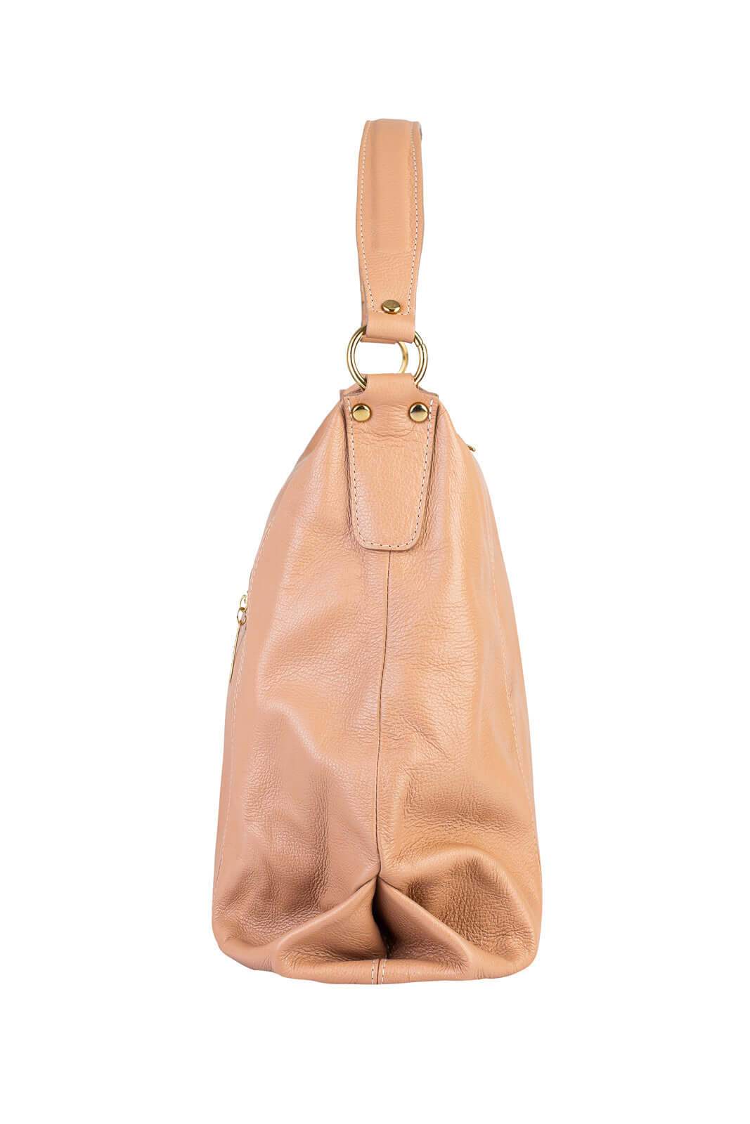 Bolsa saco grande de couro liso Cris - Enluaze