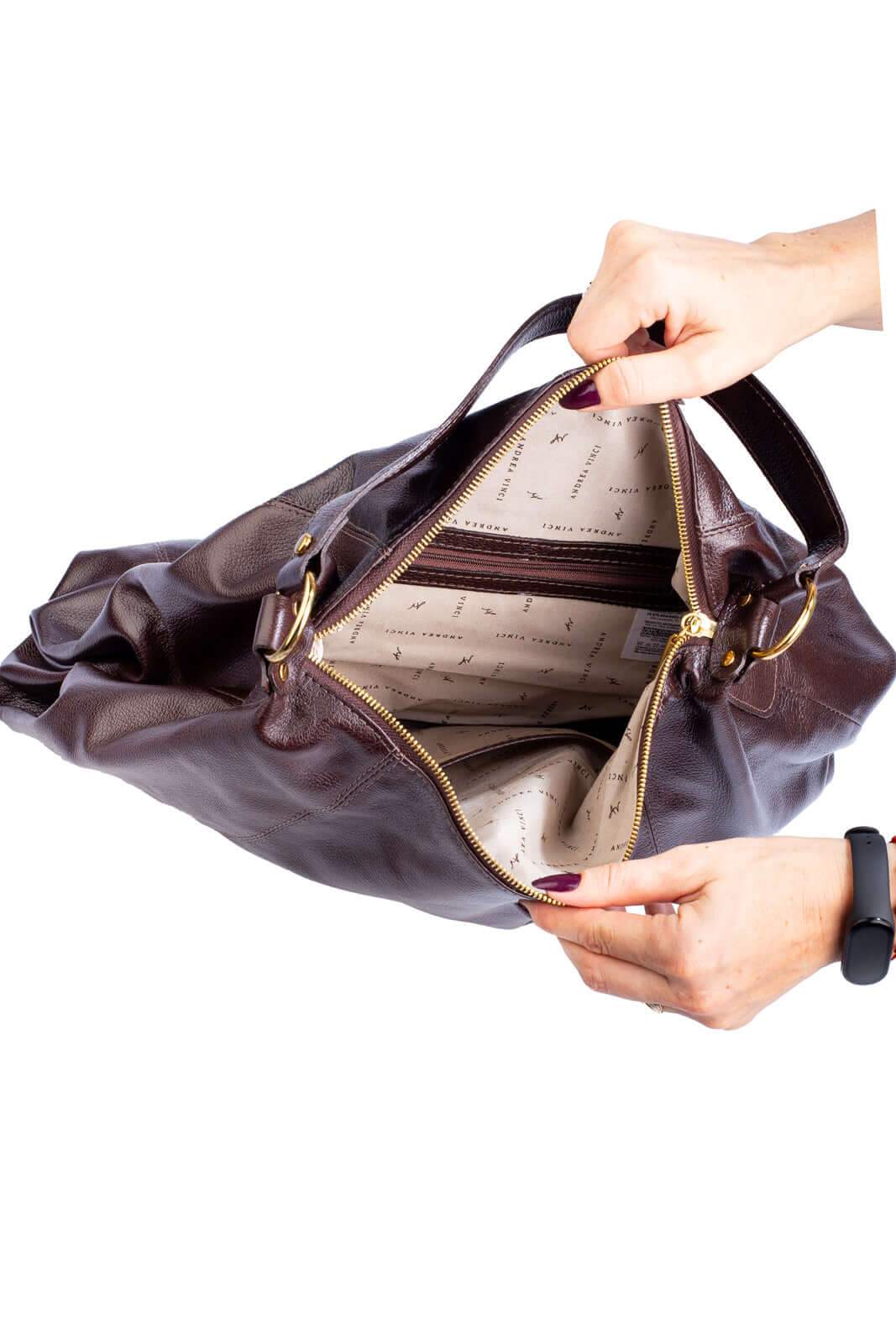 Bolsa saco grande de couro liso Cris - Enluaze