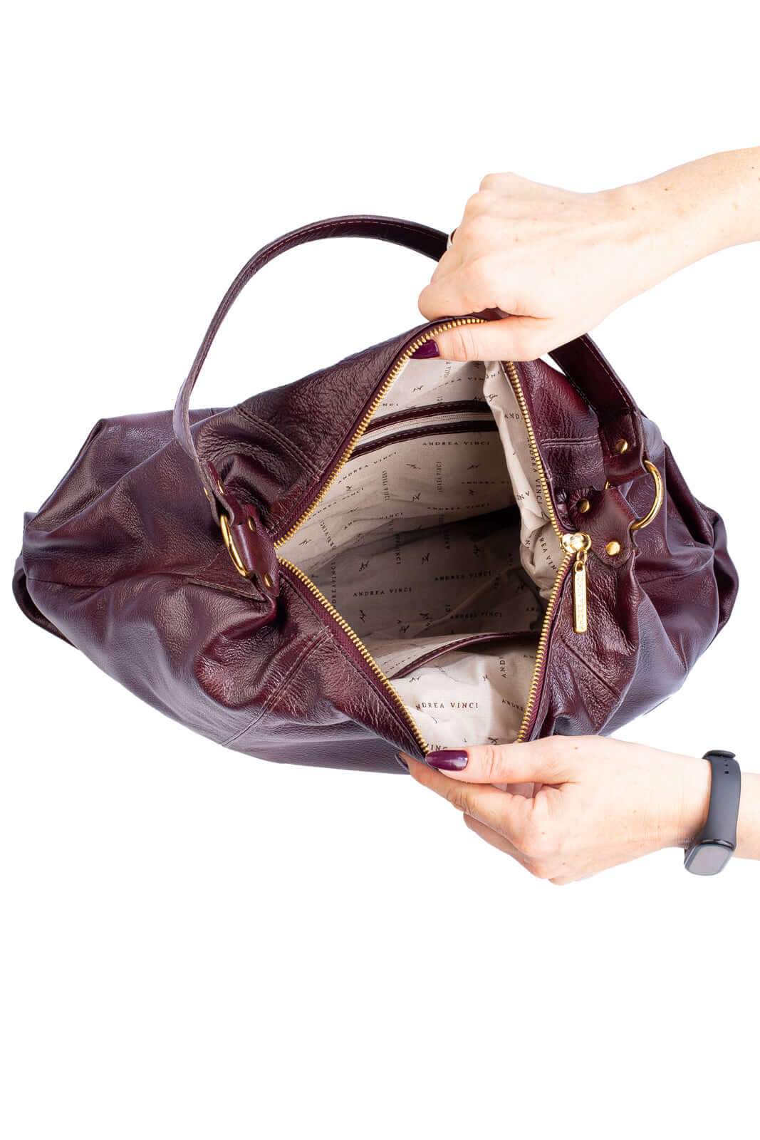 Bolsa saco grande de couro liso Cris - Enluaze