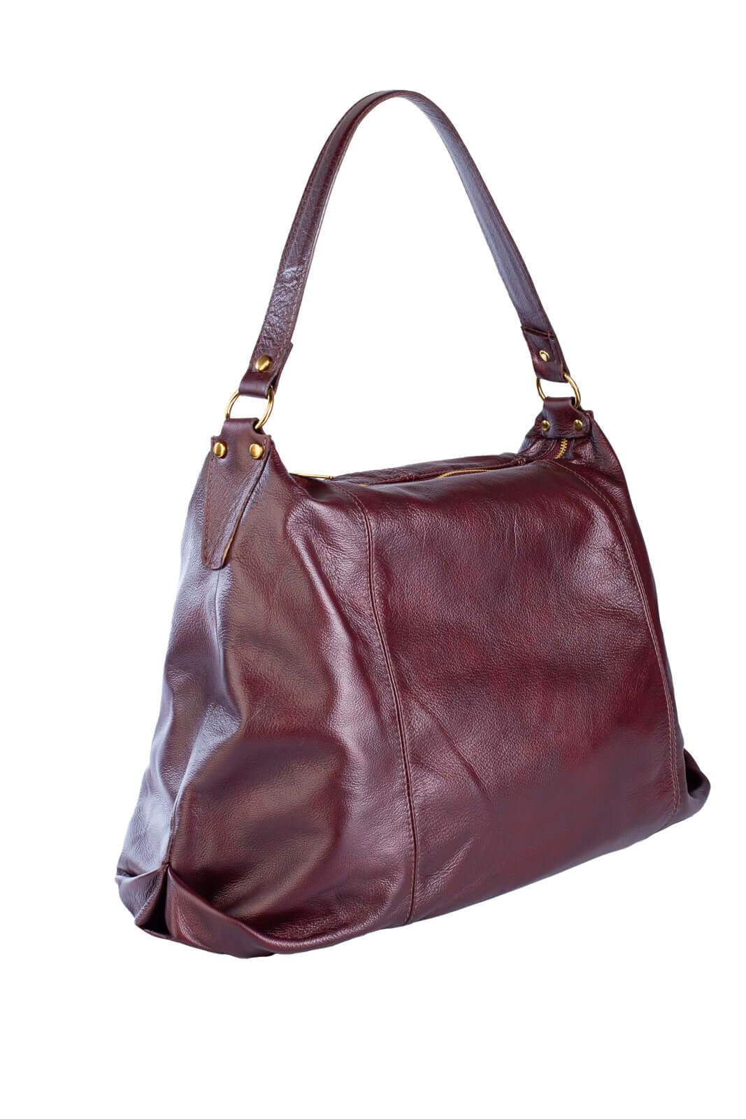 Bolsa saco grande de couro liso Cris - Enluaze