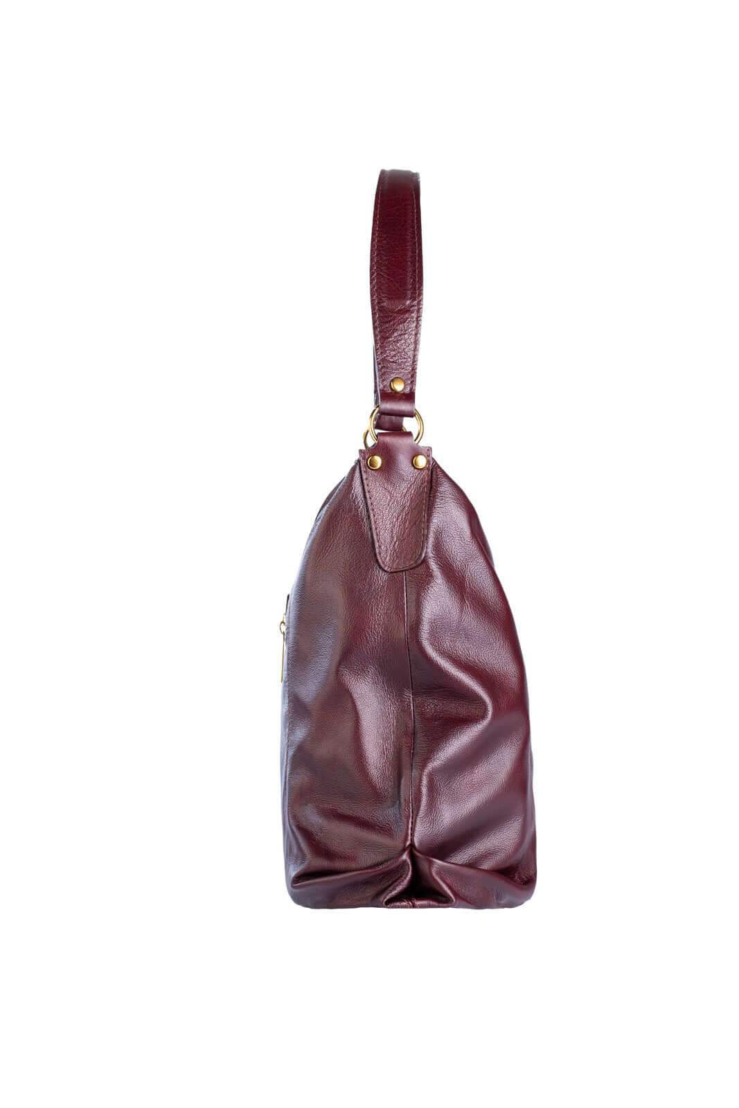 Bolsa saco grande de couro liso Cris - Enluaze