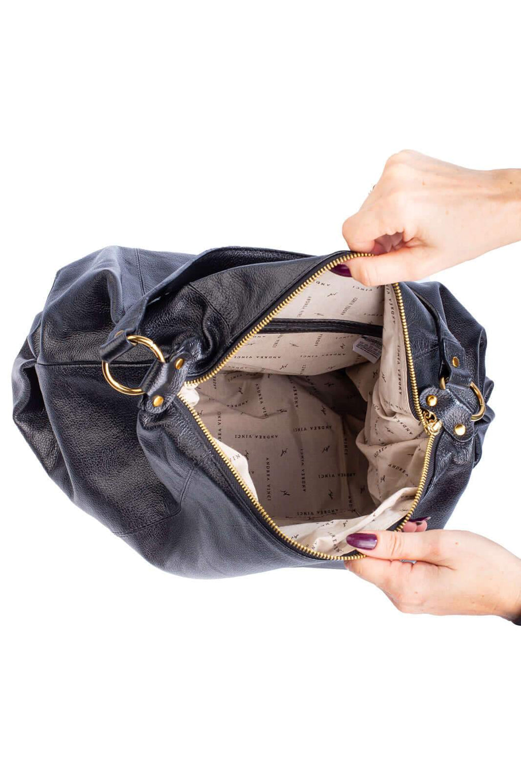 Bolsa saco grande de couro liso Cris - Enluaze