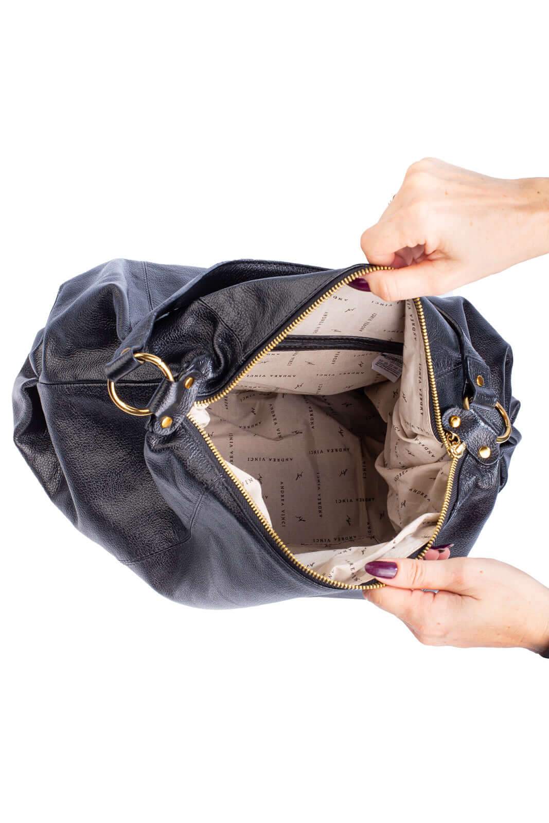 Bolsa saco grande de couro liso Cris - Enluaze