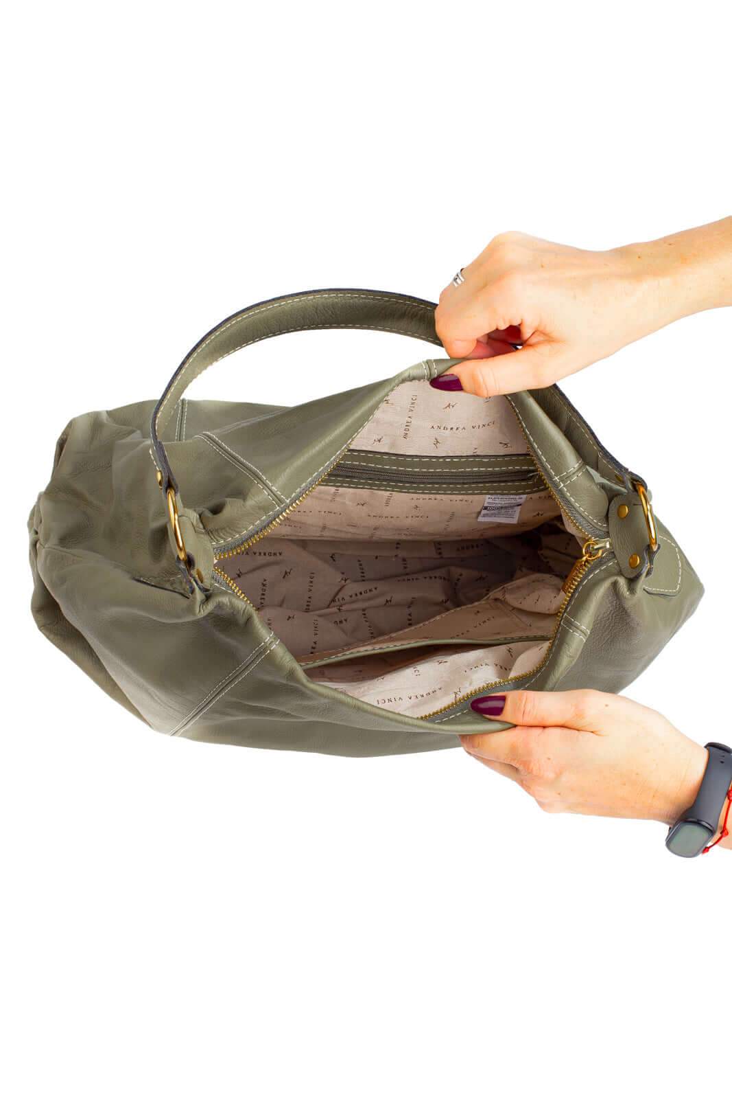 Bolsa saco grande de couro liso Cris - Enluaze