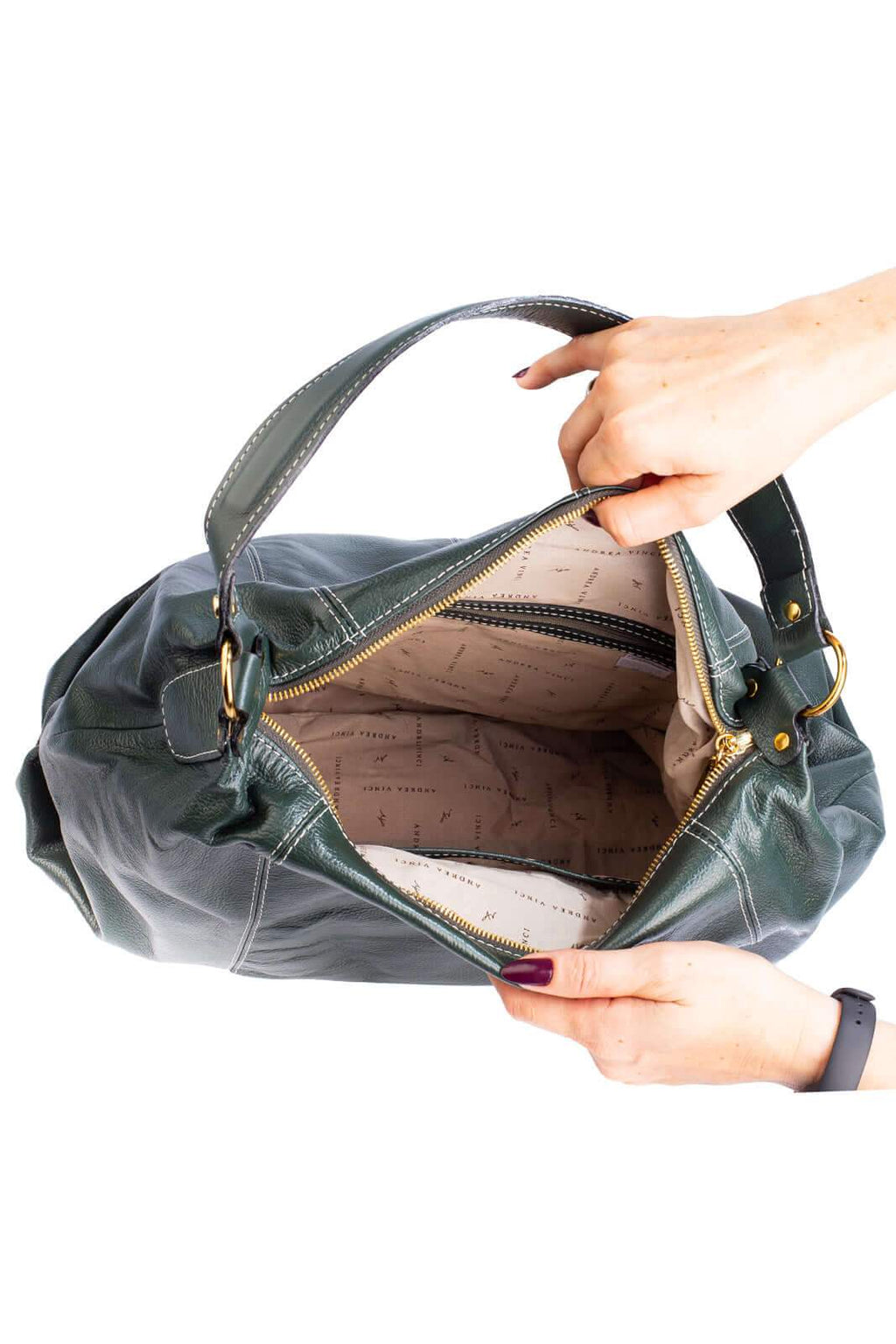 Bolsa saco grande de couro liso Cris - Enluaze