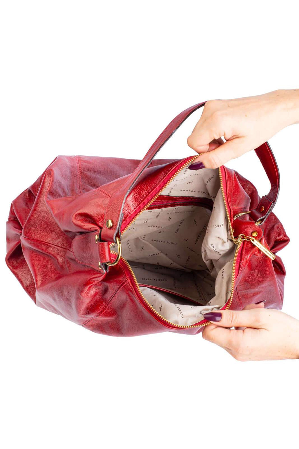 Bolsa saco grande de couro liso Cris - Enluaze