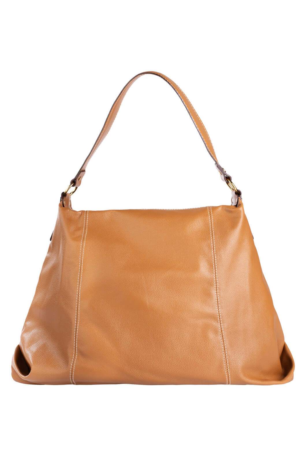 Bolsa saco grande de couro liso Cris - Enluaze