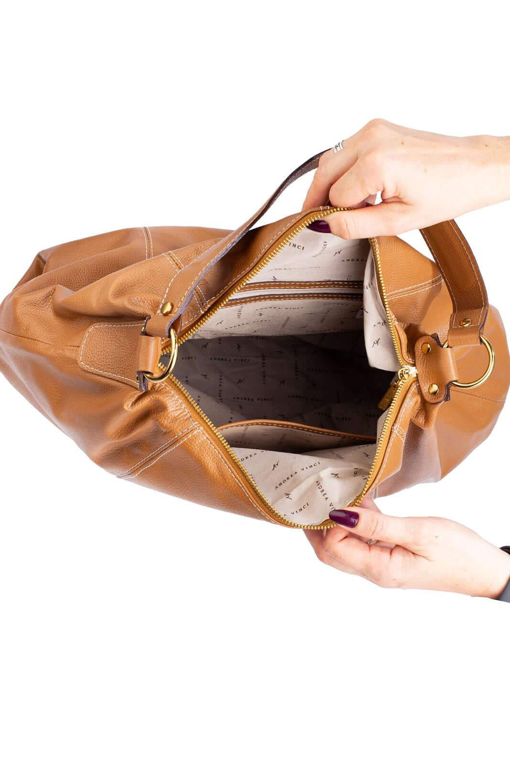 Bolsa saco grande de couro liso Cris - Enluaze