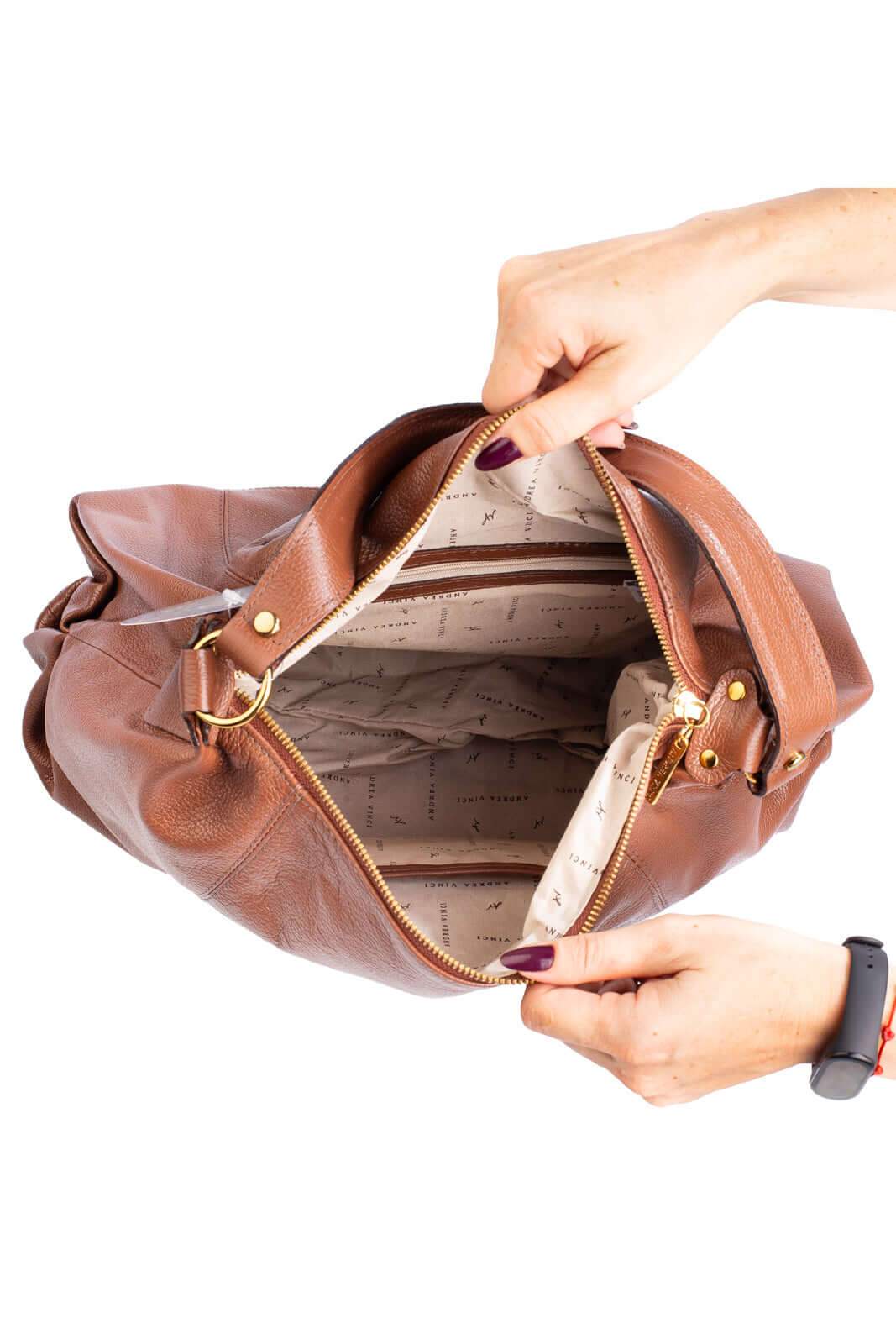 Bolsa saco grande de couro liso Cris - Enluaze