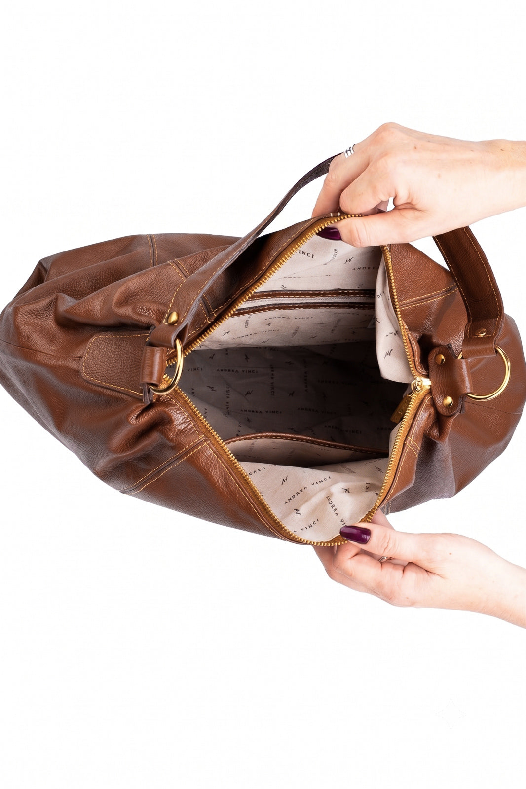 Bolsa saco grande de couro liso Cris