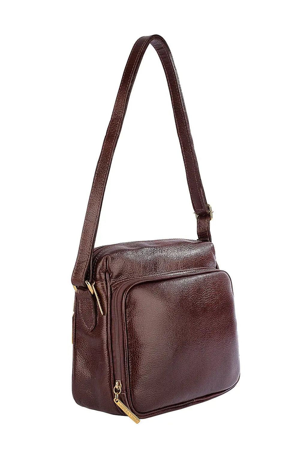 Bolsa de couro liso tiracolo com divisórias Rita - Enluaze