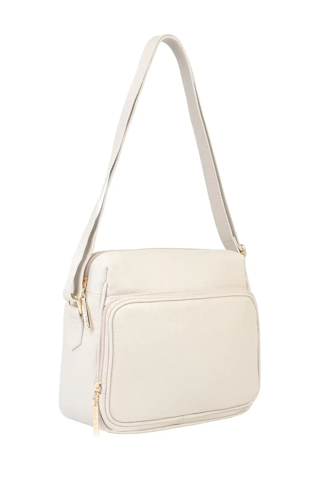 Bolsa de couro liso tiracolo com divisórias Rita - Enluaze