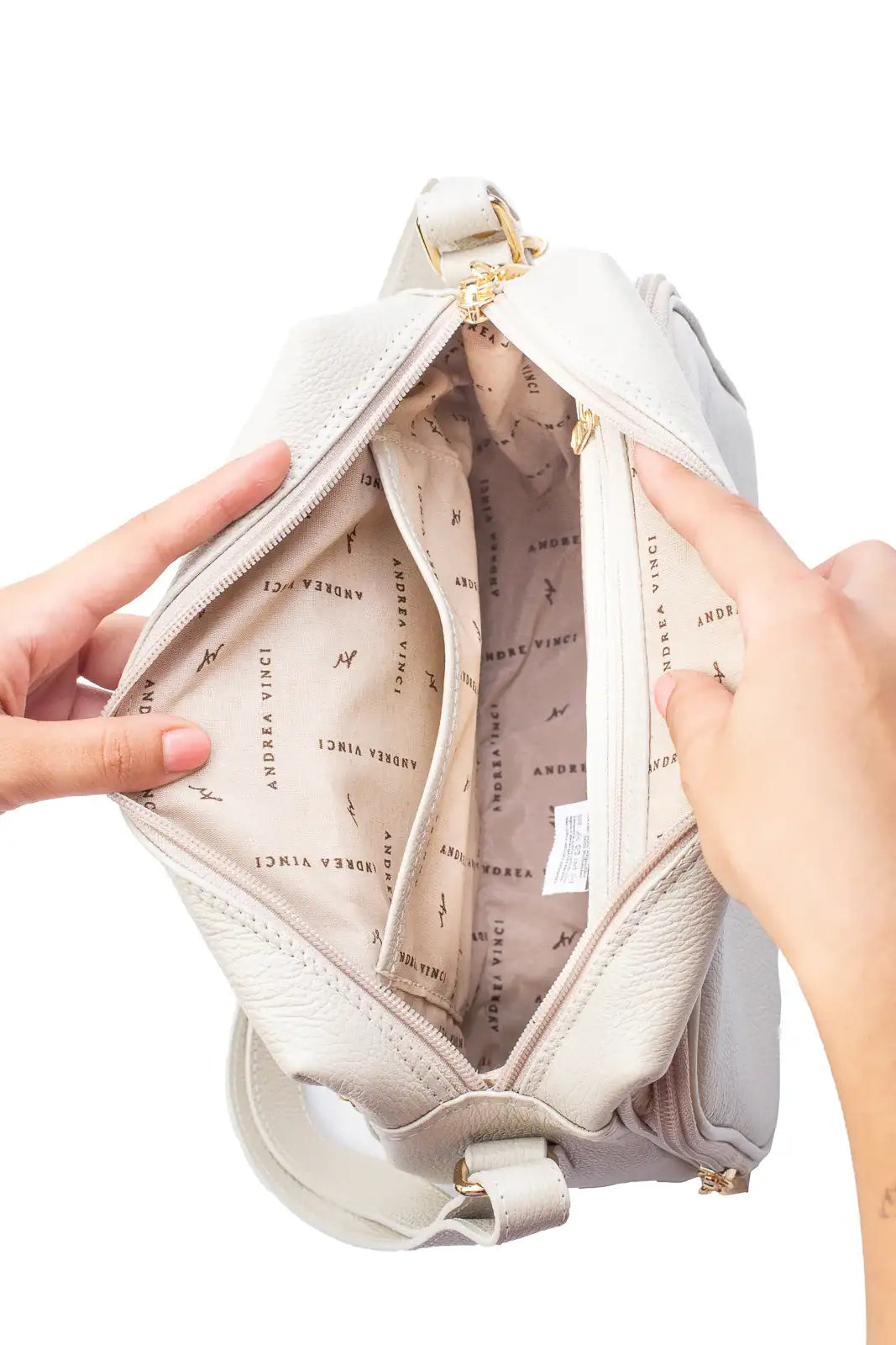 Bolsa de couro liso tiracolo com divisórias Rita - Enluaze