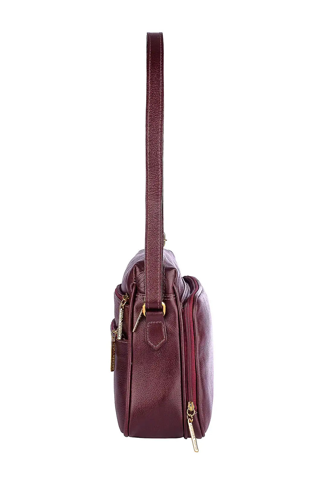 Bolsa de couro liso tiracolo com divisórias Rita - Enluaze