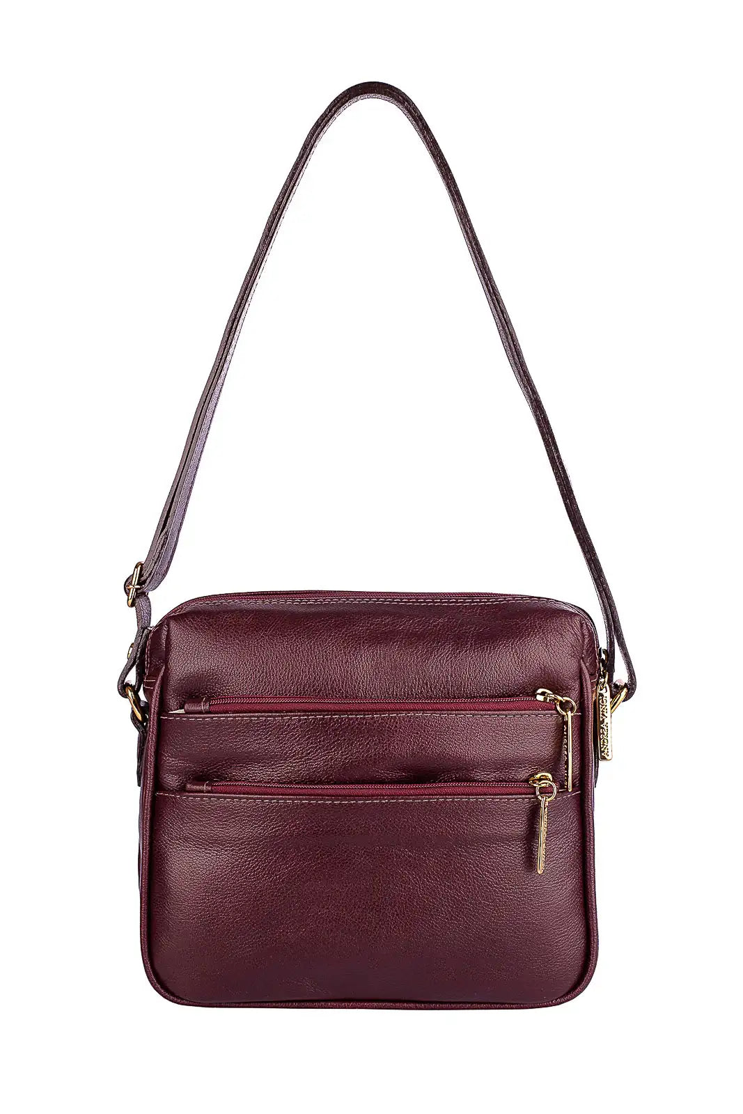 Bolsa de couro liso tiracolo com divisórias Rita - Enluaze