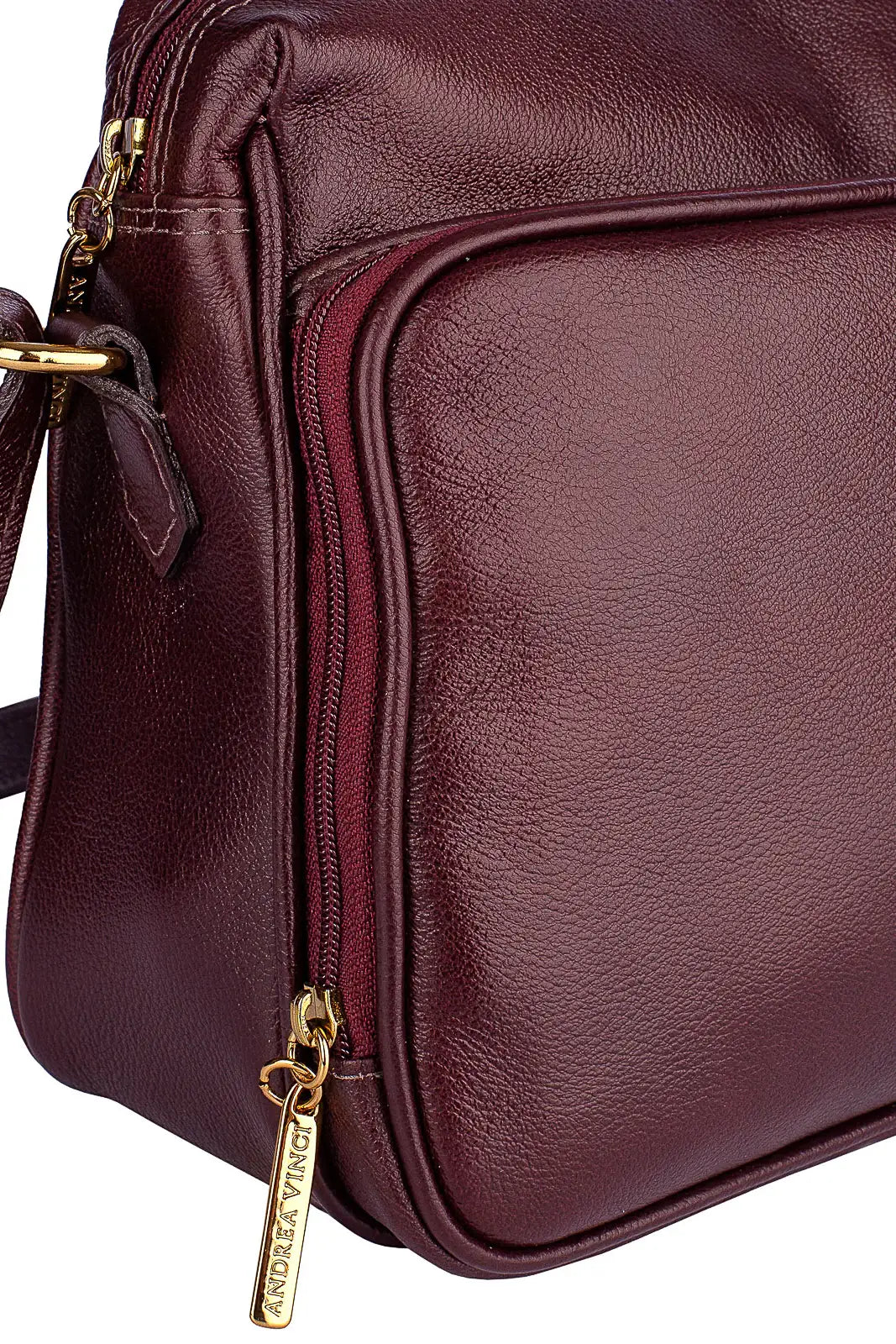 Bolsa de couro liso tiracolo com divisórias Rita - Enluaze