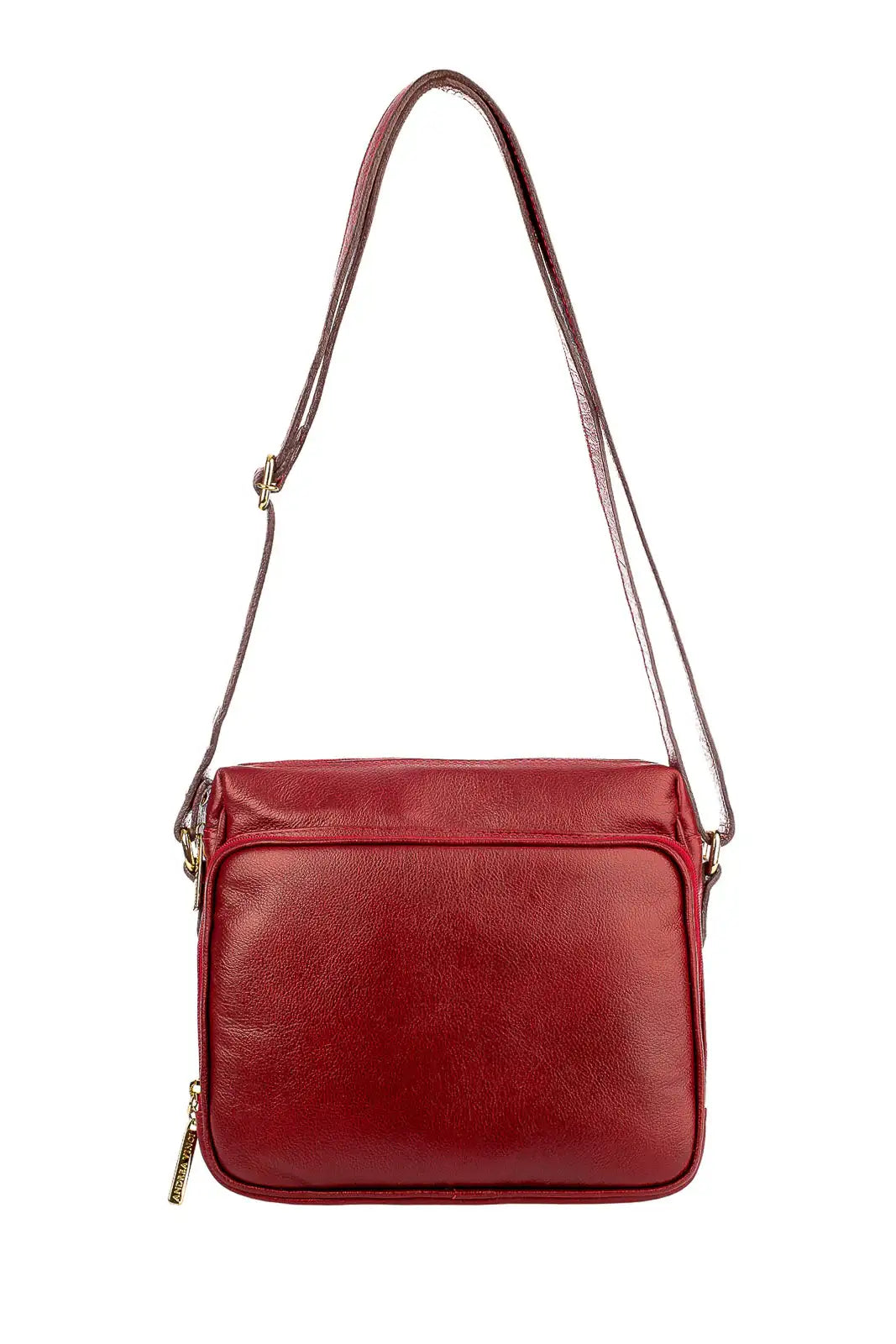 Bolsa de couro liso tiracolo com divisórias Rita - Enluaze