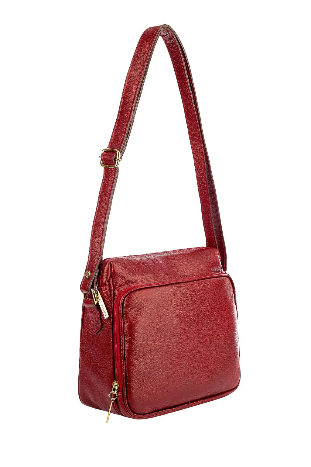 Bolsa de couro liso tiracolo com divisórias Rita - Enluaze