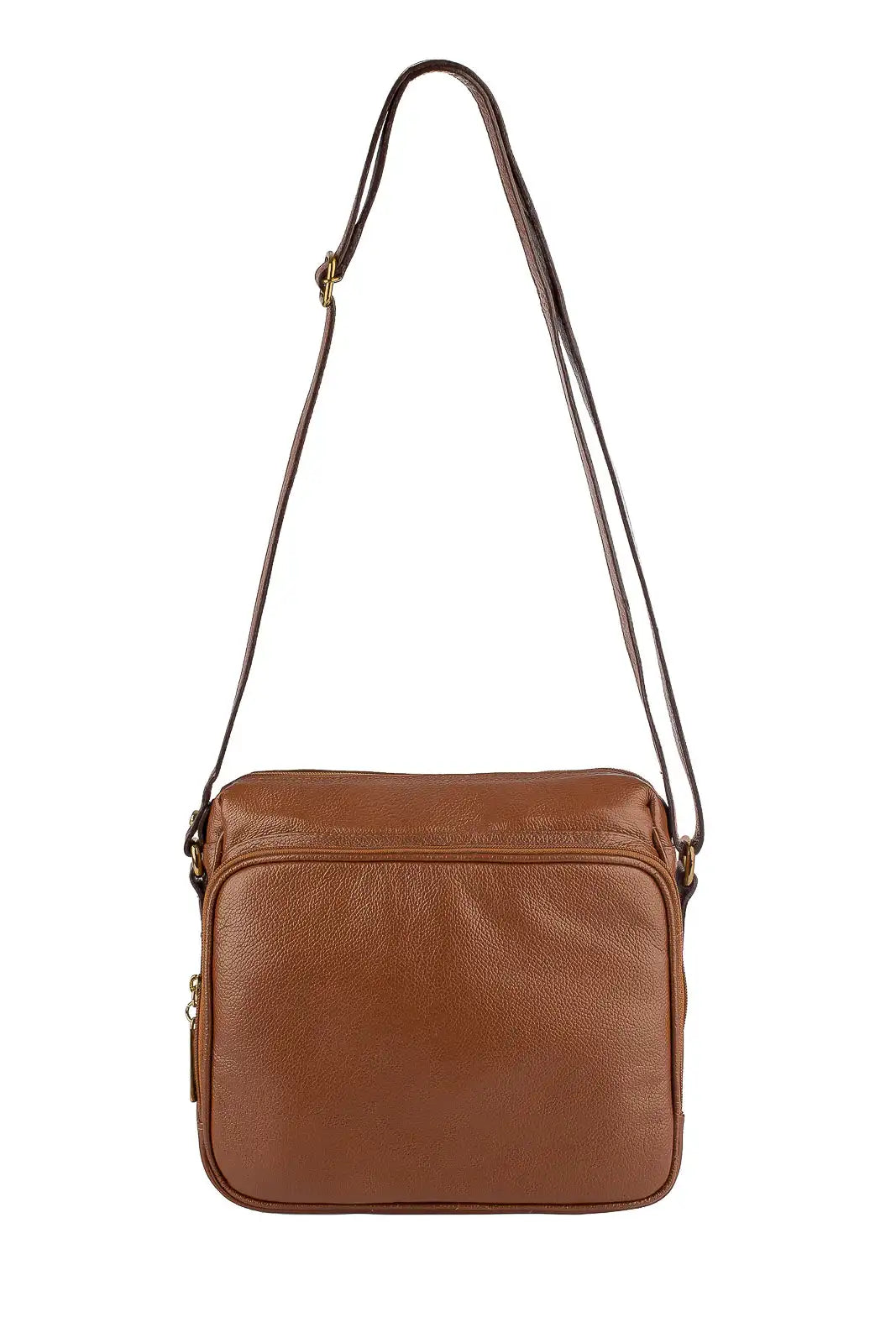 Bolsa de couro liso tiracolo com divisórias Rita - Enluaze