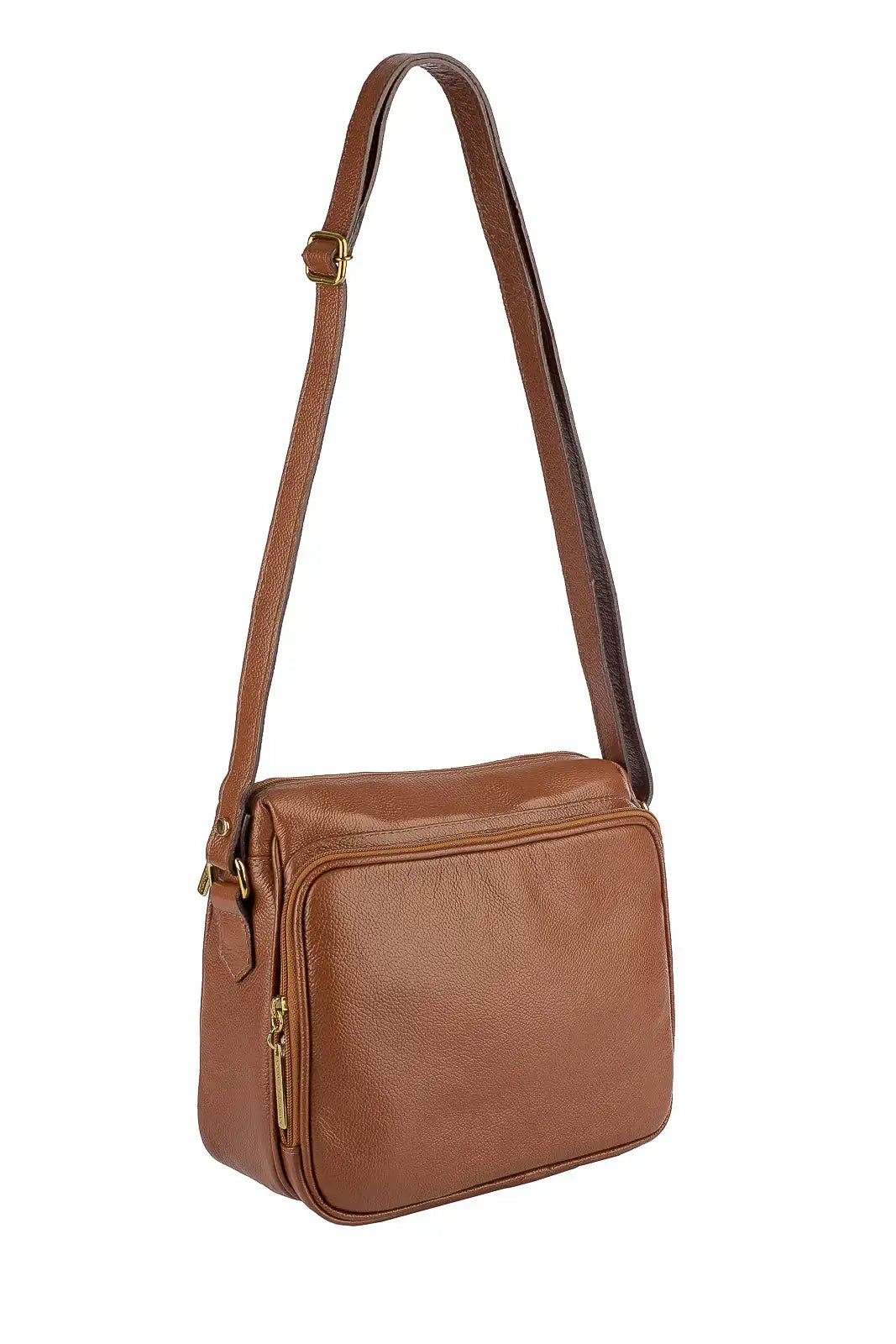 Bolsa de couro liso tiracolo com divisórias Rita - Enluaze