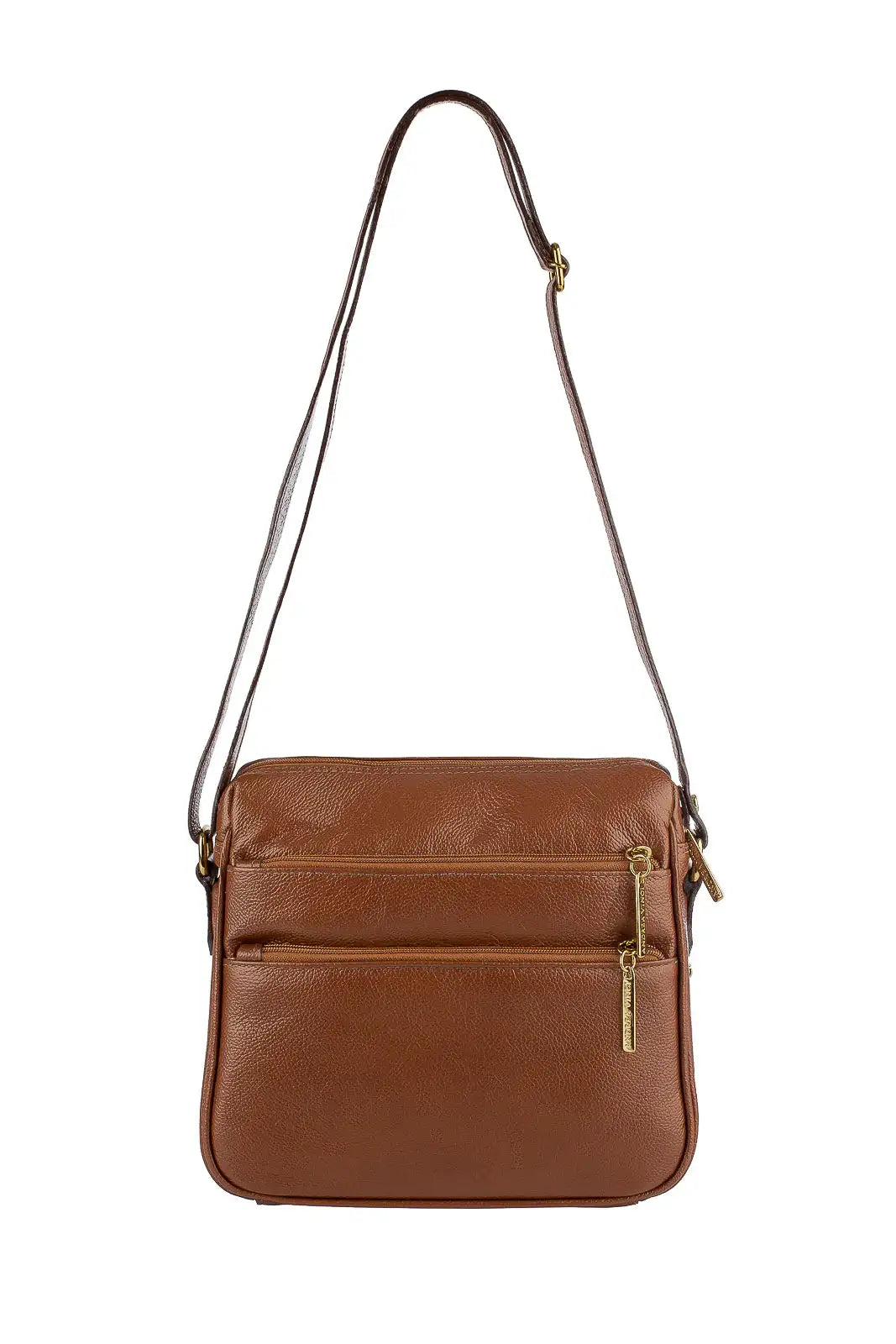 Bolsa de couro liso tiracolo com divisórias Rita - Enluaze