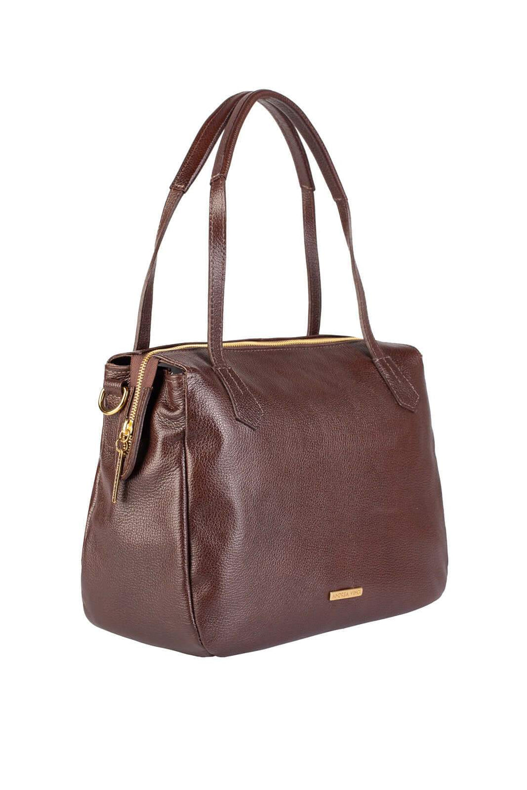 Bolsa básica de ombro em couro liso Débora - Enluaze