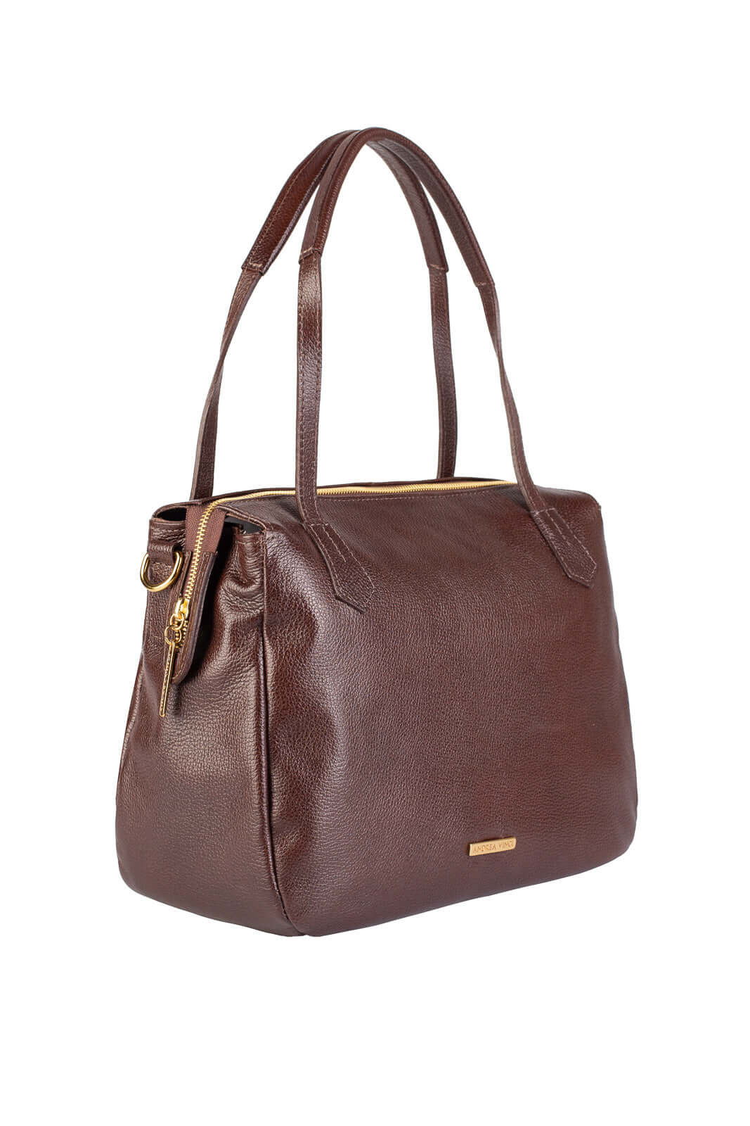 Bolsa básica de ombro em couro liso Débora - Enluaze