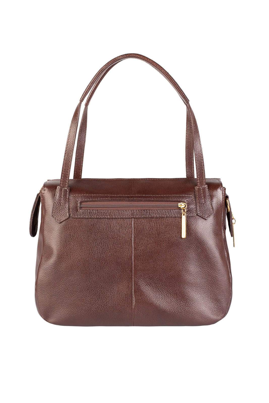 Bolsa básica de ombro em couro liso Débora - Enluaze