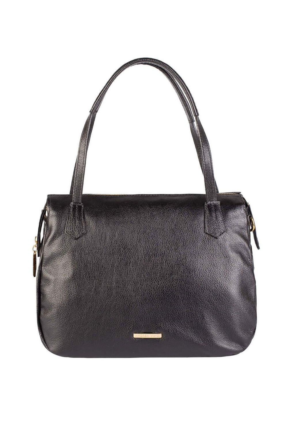 Bolsa básica de ombro em couro liso Débora - Enluaze