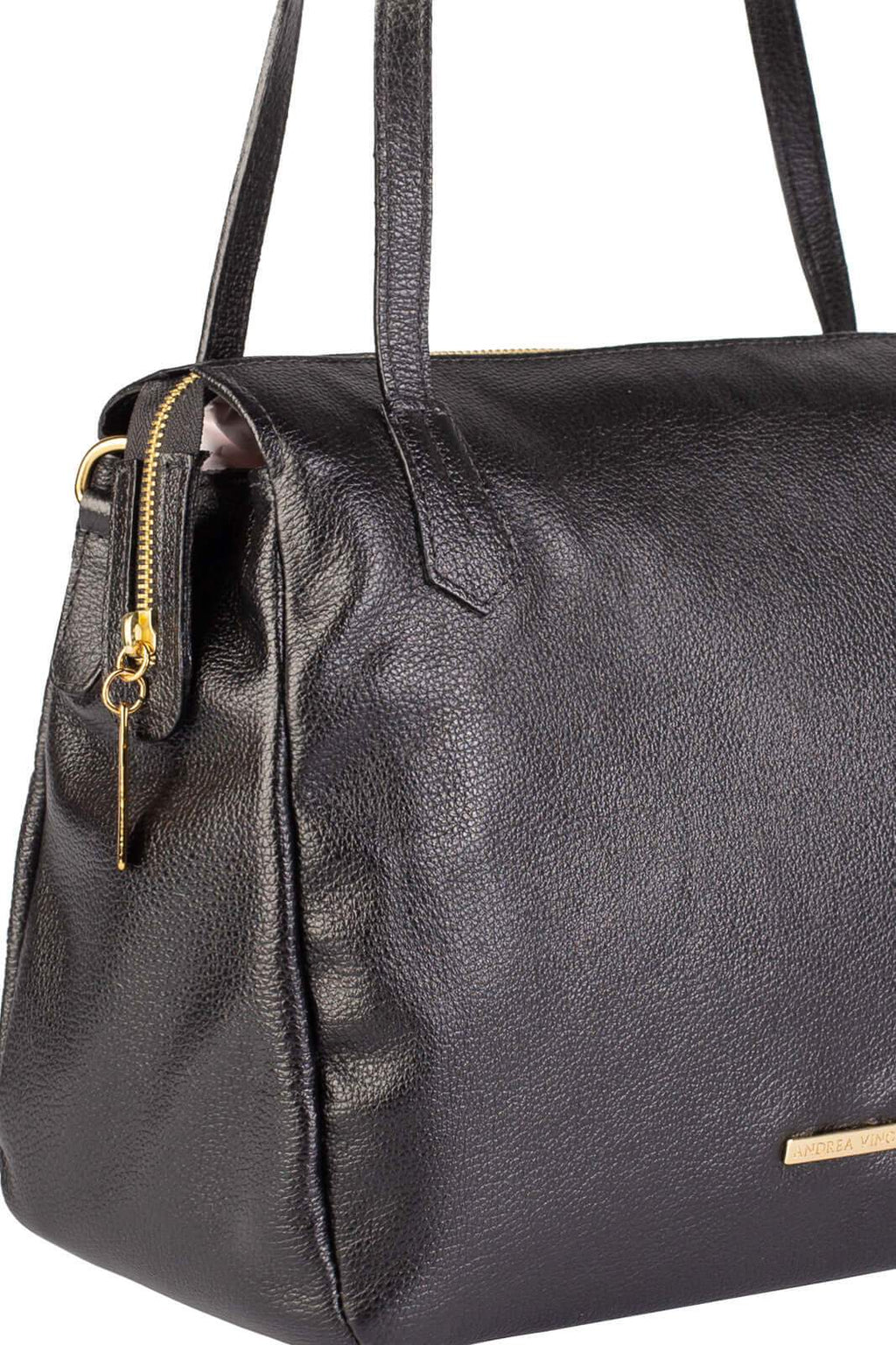 Bolsa básica de ombro em couro liso Débora - Enluaze