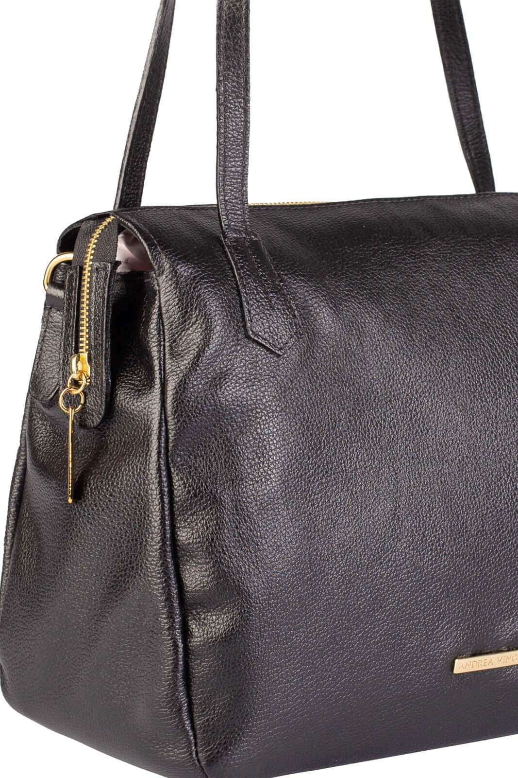 Bolsa básica de ombro em couro liso Débora - Enluaze