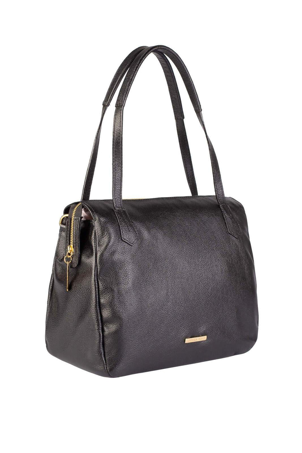 Bolsa básica de ombro em couro liso Débora - Enluaze