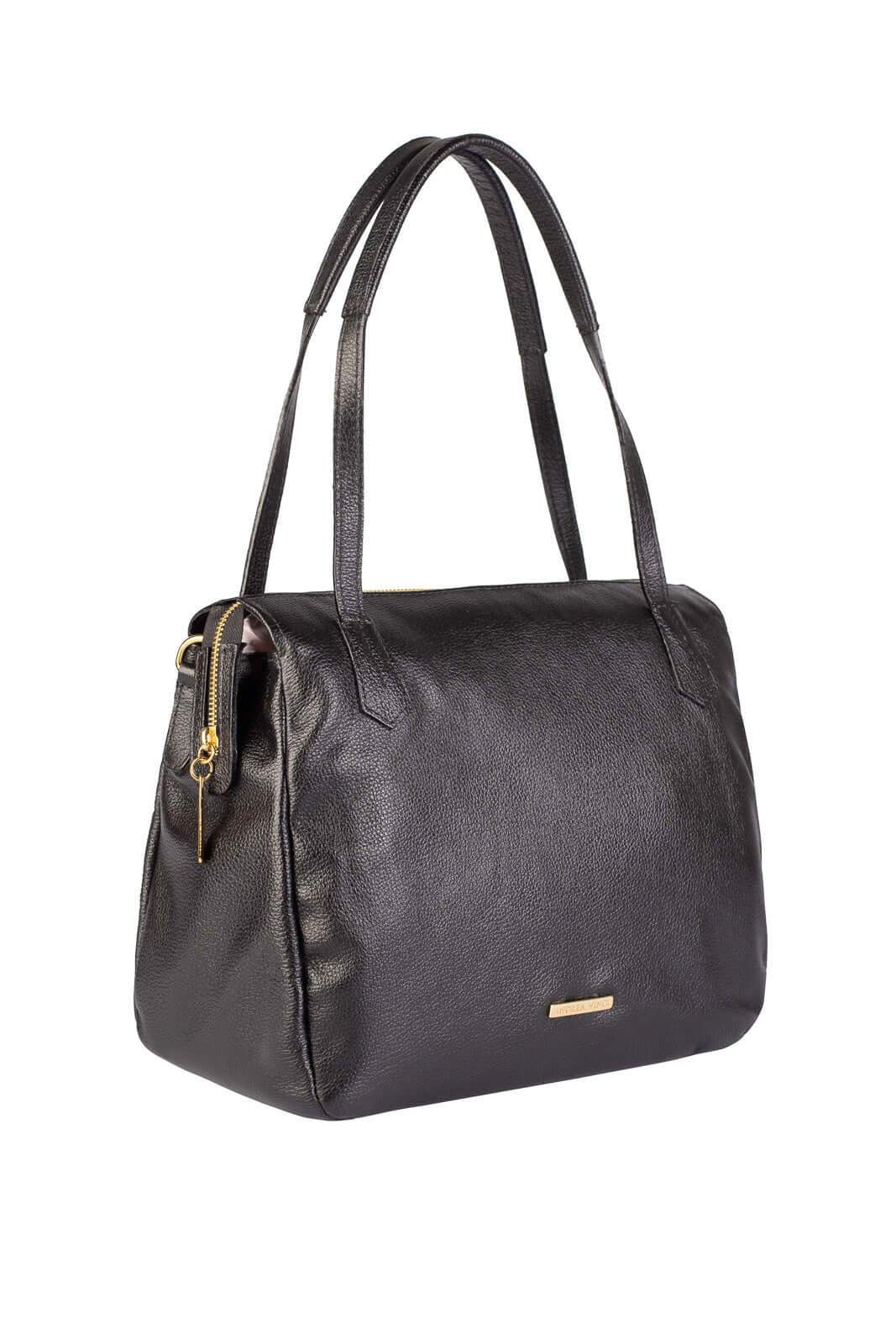 Bolsa básica de ombro em couro liso Débora - Enluaze