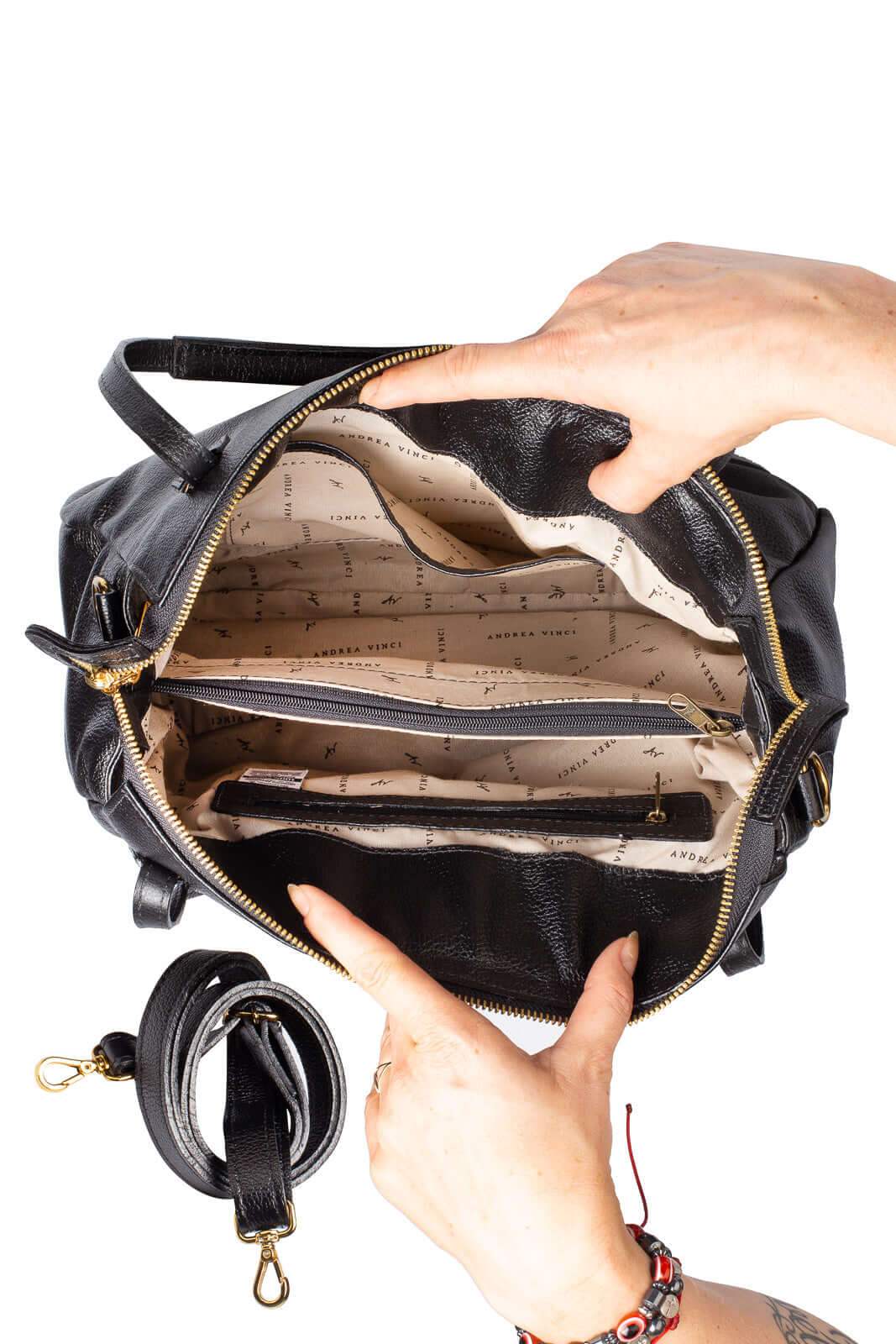 Bolsa básica de ombro em couro liso Débora - Enluaze