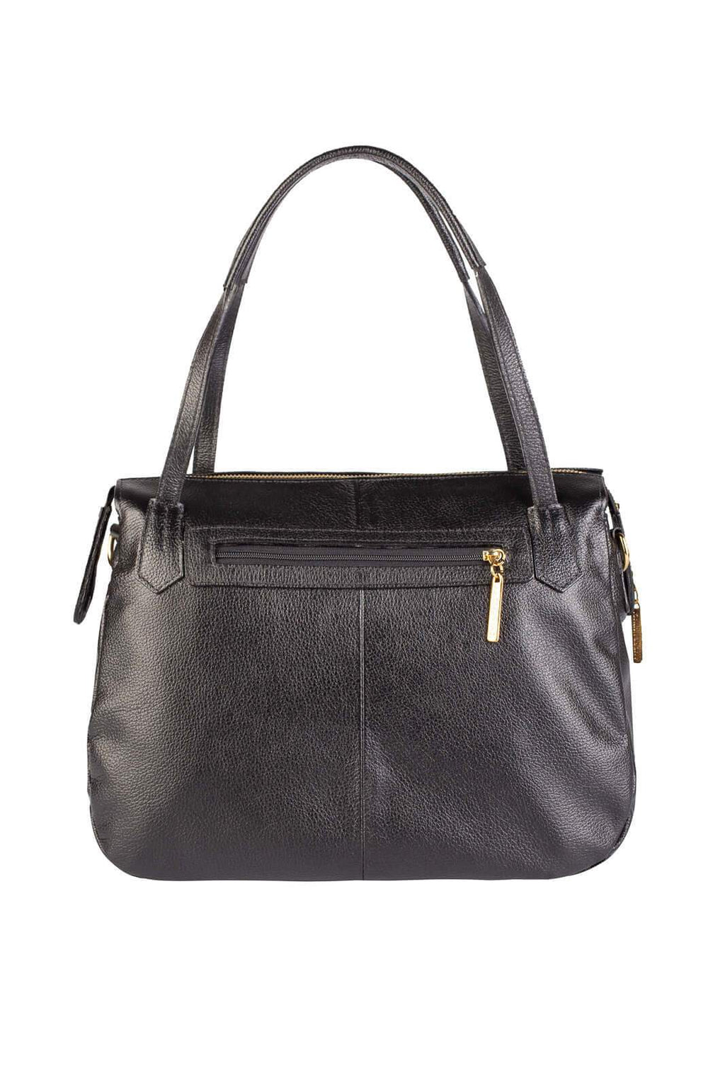 Bolsa básica de ombro em couro liso Débora - Enluaze