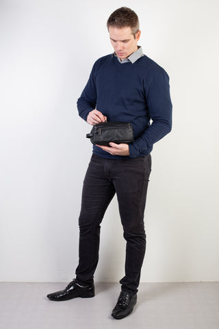 Necessaire masculina em couro floater Daily 10x20x8cm