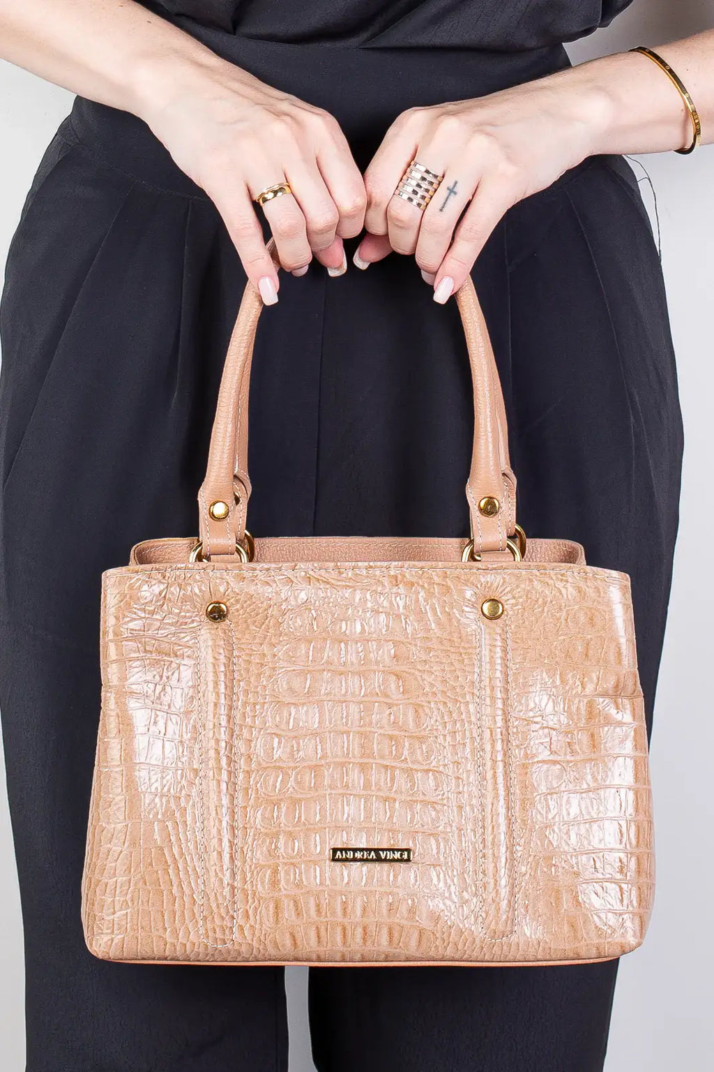 Bolsa de couro croco pequena Melina - Enluaze