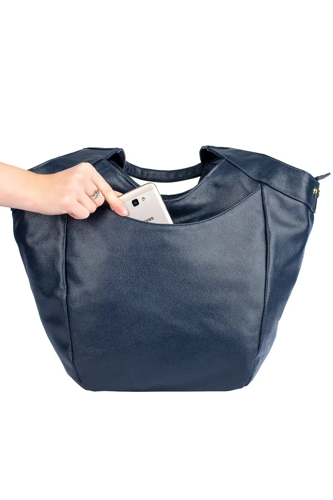 Bolsa saco grande de couro liso Cíntia - Enluaze