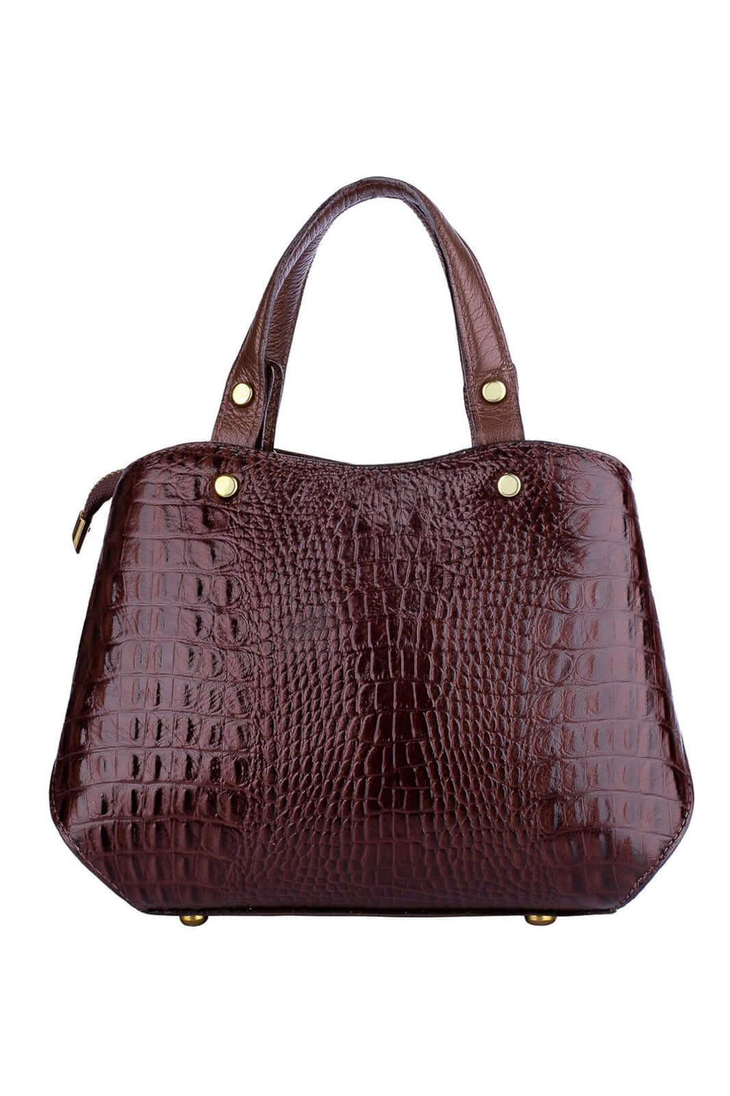 Bolsa baú pequena de couro croco Megan - Enluaze