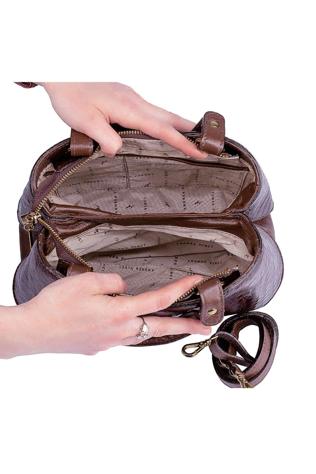 Bolsa baú pequena de couro croco Megan - Enluaze