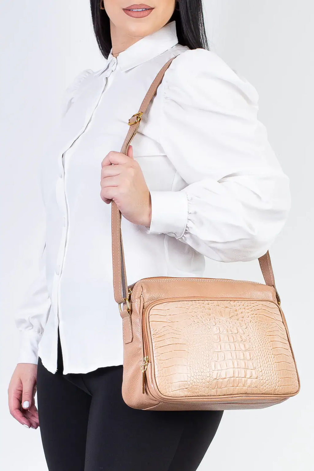 Bolsa de couro croco tiracolo Anita - Enluaze