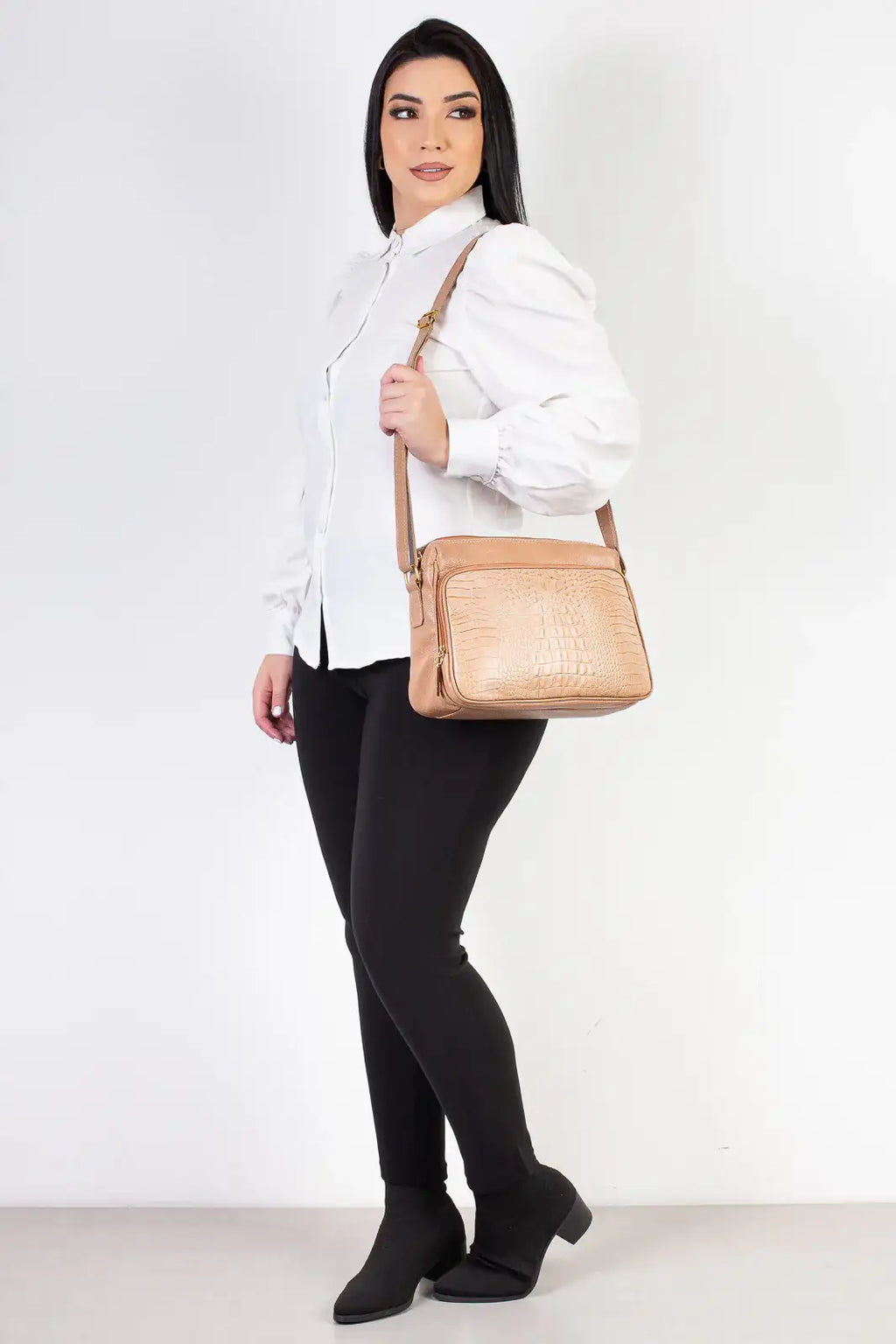 Bolsa de couro croco tiracolo Anita - Enluaze