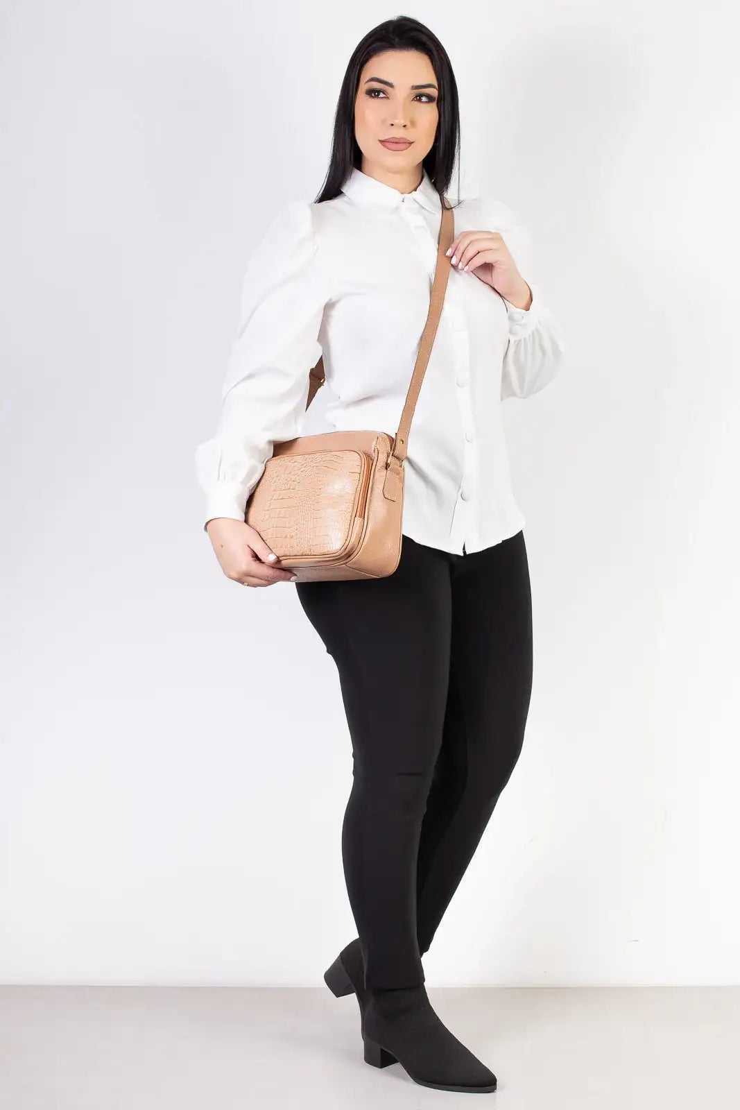 Bolsa de couro croco tiracolo Anita - Enluaze